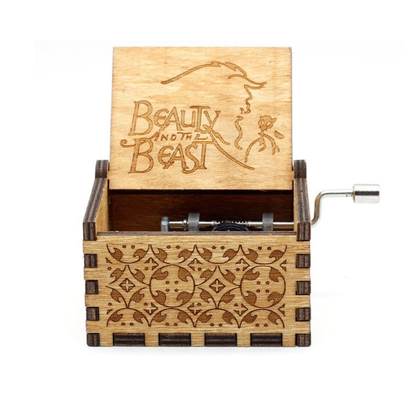 Beauty and the Beast Handcrank Wooden Music Box