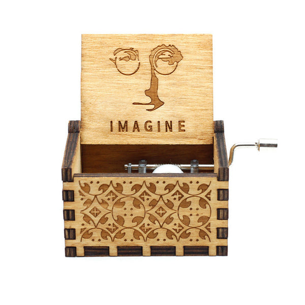 Imagine - The Beatles - Handcrank Wooden Music Box